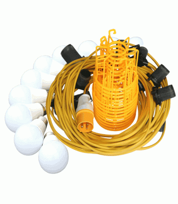 110V 22M ES Festoon Kit with 10 x 10W LED Bulbs