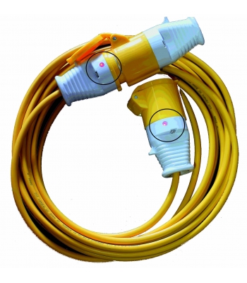 TradeSafe 14 metre 110v 16amp LED Red Eye Extension Lead with LED Plug and Coupler