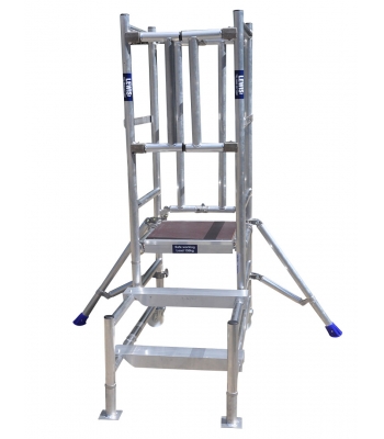 Lewis Trade Heavy Duty Aluminium Podium Steps 1 Metre Platform Height with Self-Closing Doors - Adjustable Heights