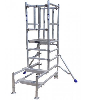 Lewis Trade Heavy Duty Aluminium Podium Steps 1.25 Metre Platform Height with Self-Closing Doors - Adjustable Heights