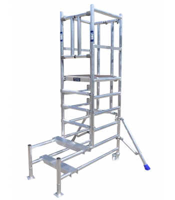 Lewis Trade Heavy Duty Aluminium Podium Steps 1.5 Metre Platform Height with Self-Closing Doors - Adjustable Heights