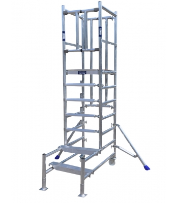 Lewis Trade Heavy Duty Aluminium Podium Steps 1.75 Metre Platform Height inc Stabilisers with Self-Closing Doors - Adjustable Heights