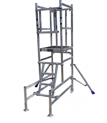 Lewis Trade Heavy Duty Aluminium Podium Steps 1.25 Metre Platform Height with Detachable Ladder