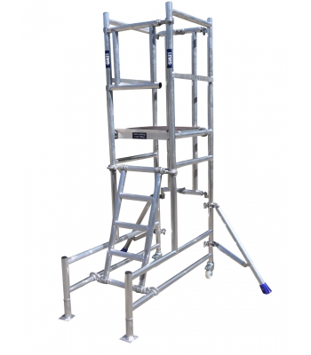 Lewis Trade Heavy Duty Aluminium Podium Steps 1.5 Metre Platform Height with Detachable Ladder