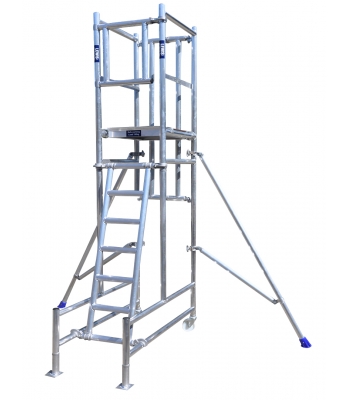 Lewis Trade Heavy Duty Aluminium Podium Steps 2 Metre Platform Height inc Stabilisers with Detachable Ladder