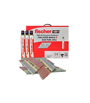 Fischer 534693 1st Fix Nail Pack 2.8 x 51mm Ring Bright (3300 nails, 3 Fuel)