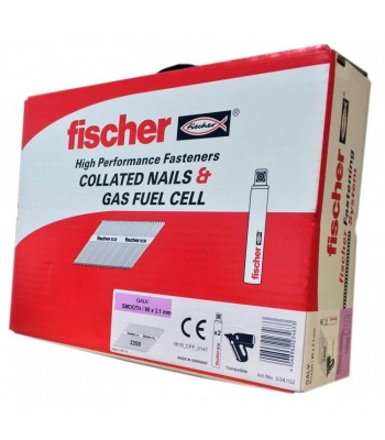 Fischer 534708 1st Fix Nail Pack 2.8 x 51mm Ring Nails Galv Class 1 & 2 (1100 nails, 1 fuel)