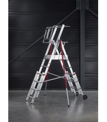 Popup RolGuard Telescopic Work Platform 1 x 4 rung with 3 rung Extension inc stabilisers - 502134