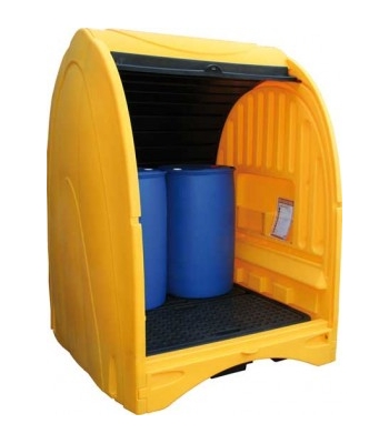 Clear Spill Industrial Covered 4 Drum Spill Pallet - Chemical Resistant + Weatherproof
