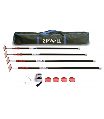 Zipwall 3000 Extendable Poles - 4 Pack inc Kit Bag - 3 metre