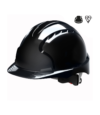 JSP EVO®3 AJF170-001-100 Revolution® Wheel Ratchet - Black - Vented Safety Helmet