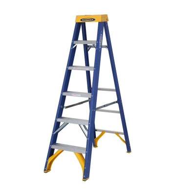 Werner Industrial Fibreglass Swingback Step Ladders c/w Slip Resistant Treads