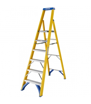 Werner Industrial Fibreglass Platform Step Ladders c/w Slip Resistant Treads