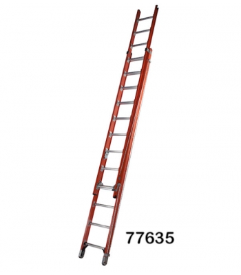 Werner Fibreglass Rung Plate Double Extension Utility Ladder c/w Rope Lash + Slip Resistant Feet