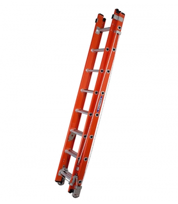 Werner Fibreglass Double Extension Utility Ladder c/w Rope Lash + Slip Resistant Feet
