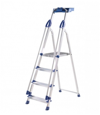 Werner Abru Blue Seal Aluminium Workstation Stepladders c/w Twin Safety Handrails + Worktray