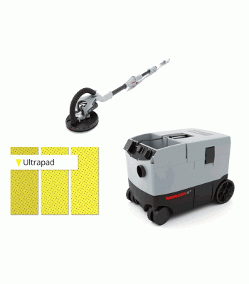 Menzer Drywall Sanding Kit inc LHS225 Drywall Sander, VC790 Vacuum and 100 Grit Sandpaper Pack 25 - 240v