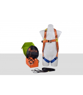 Aresta AK-M02S Restraint Kit (MEWP KIT 25) Double Point, Standard Buckle Harness, Adjustable Lanyard in a Pump Bag