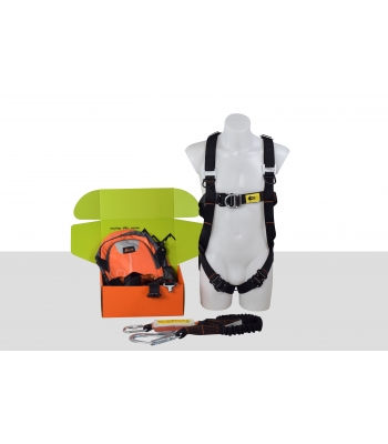 ARESTA AK-S06E Fall Arrest Kit (Scaffold Kit 6E) - Double Point - Elasticated EEZE KLICK SYSTEM harness, 2m Single  Lanyard in a back pack