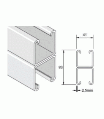 Unistrut 41/41 Slotted Pre-galvanised Back to Back Channel (6.0M Length)