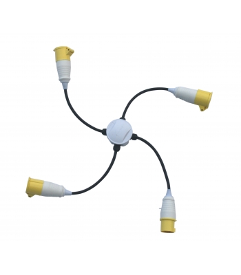 LUMER 3 Way Socket Adaptor 110v 16amp to 3 x 16a Couplers – Code LM07340