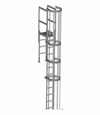 Zarges Fixed Roof Ladder - Roof Parapet with Hoop and Crossover - Galvanised or Aluminium