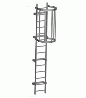 Zarges Fixed Roof Ladder - Roof Hatch with Hoops - Galvanised or Aluminium