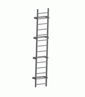 Zarges Fixed Roof Ladder - Ladder Only (incl Brackets) - Galvanised or Aluminium