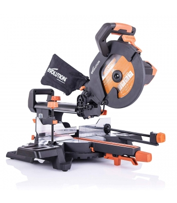 Evolution Power Tools R255SMS+ DOUBLE Bevel Multi material cutting sliding mitre saw PRO PACK additional wood blade included 110/230v