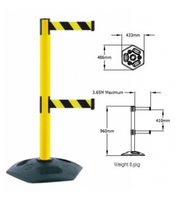 Tensator 886T2 - FACILITY POST – DUAL LINE - 886T2-MAX – Single Pack - Facility Post with Dual Line Webbing 3.65m