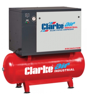 Clarke SSE36C270N 7.5hp 270 Litre Low Noise Reciprocating Air Compressor - 2246060