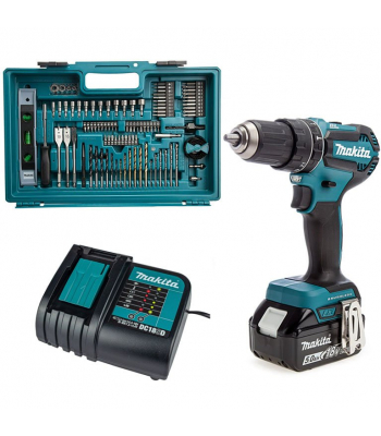 Makita DHP484STX5 18V LXT Combi Drill with 101 Piece Accessory Set (1 x 5.0Ah Battery)