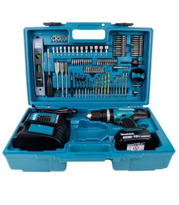 MAKITA DHP453FX12 18V LXT COMBI DRILL INC 1X 3.0AH BATT & 101 PC ACCESSORY CASE