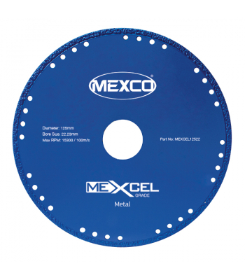 Mexco 125MM METAL CUTTING BLADE XCEL GRADE 22.23MM BORE - MEXCEL12522