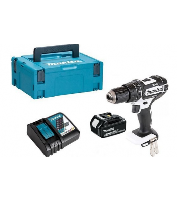 MAKITA DHP482T1JW 18v Black & White Combi Drill with 1x 5ah Battery