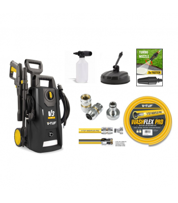 V-TUF V3 135Bar 240v Jet Washer Kit + 25M Washflex Pro Supply Hose & Duraklix HCQ Coupling Kit