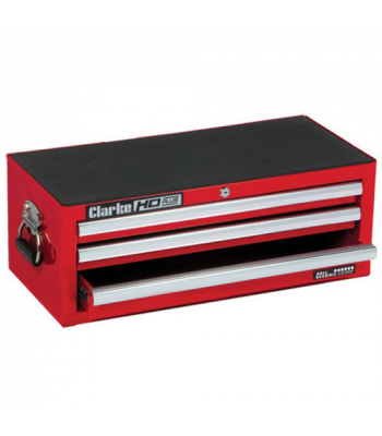 Clarke CBB203C HD Plus 28 inch  Red & Silver 3 Drawer Tool Chest - 7638012