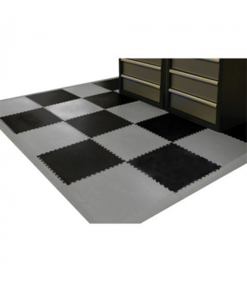 Clarke FLB1 Interlocking Black PVC Floor Tiles 4 Pack 450 X 450mm - 3608005