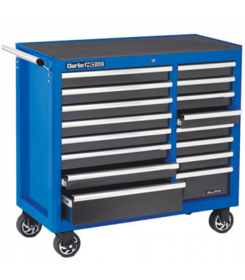 Clarke CBB226BLC HD Plus 51 inch  Blue & Black 16 Drawer Mobile Cabinet - 7638087