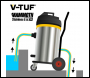 V-TUF MAMMOTH STAINLESS 2.4kW 240v 80L Wet & Dry Twin Motor Industrial Vacuum Cleaner - Auto Pump Out - MAMMOTH240-STXAUTO