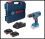 BOSCH GSB 18 V-21 COMBI DRILL INC 2X 2.0AH BATTERIES