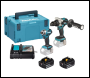 Makita DLX2549TJ 18v LXT 2 Piece Combo Kit DHP492 Combi Drill/DTD173 Impact Driver Inc 2x 5.0Ah Batts