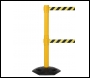 WeatherMaster Twin Free Standing Retractable Belt Barrier - 3.4m - Yellow Post - WMR250TwinY